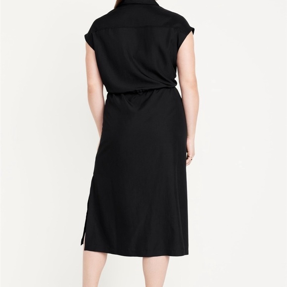 NWT! Old Navy Black Waist-Defined Utility Midi Shirt Dress - Size Large 💜 - Picture 5 of 9